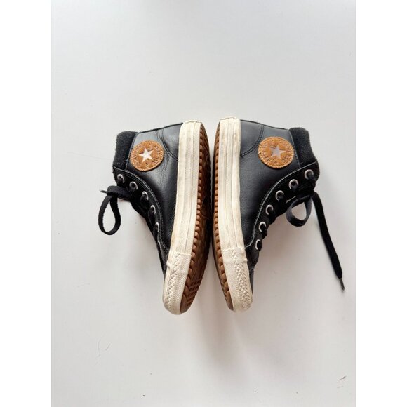 Kids' CONVERSE Chuck Taylor PC Black/Burnt Caramel Leather Boot Sneakers, Size 1 - Picture 12 of 16